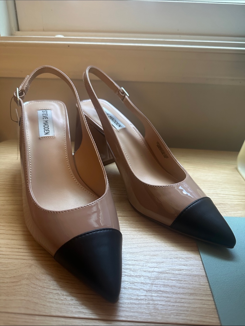Steve Madden Patent Slingback Pumps in Nude and Black